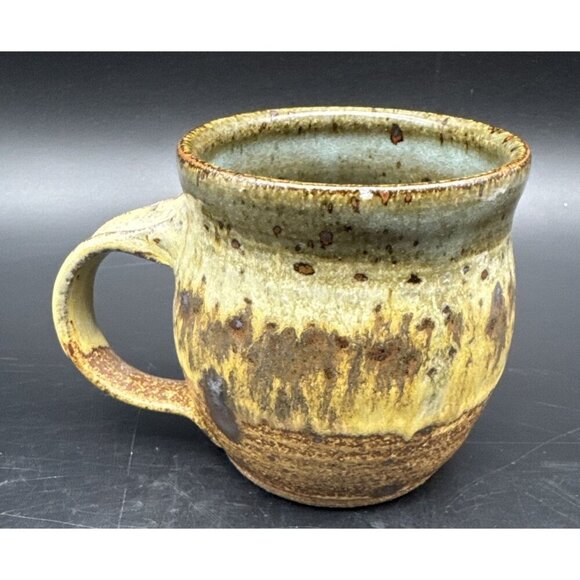 VTG Studio Art Pottery Mixed Artist Brown Coffee Tea Mug Set Of 4 Signed - Picture 14 of 16